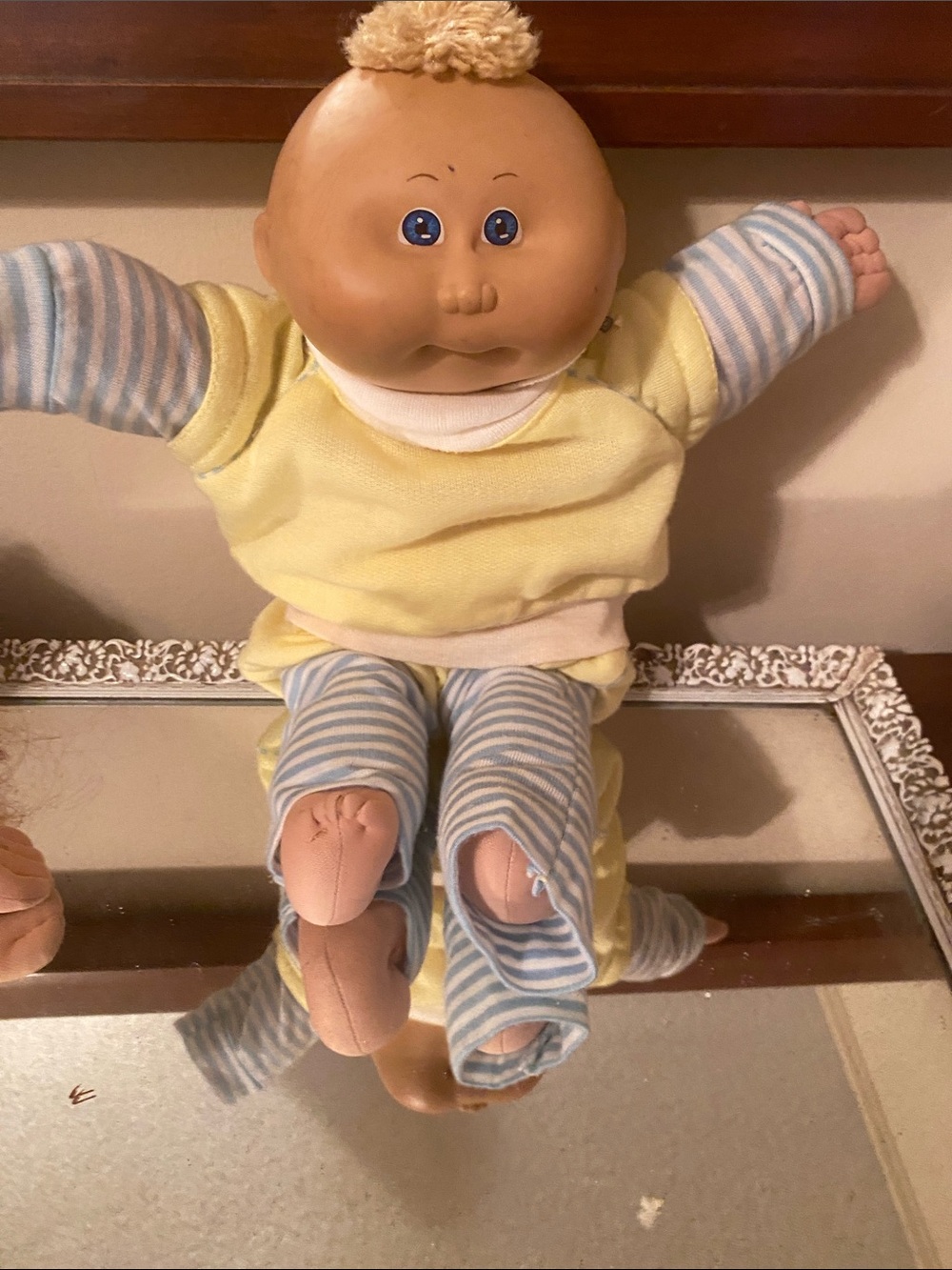 Cabbage patchDoll in Yellow Outfit and Blue Striped Pajamas